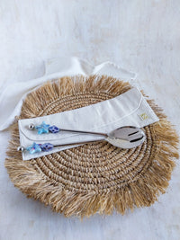 Salad Serving Utensils with Blue Porcelain Beads to serve your Salads - Set of 2 - Zapurah Home Decor - www.zapurah.com