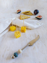 Cheese Knife with Blue and Cream Beads  for Cutting and Spreading Cheese - Zapurah - Home Decor - www.zapurah.com