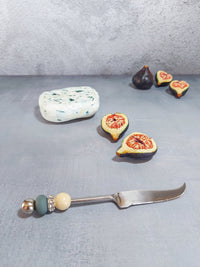Cheese Knife with Blue and Cream Beads  for Cutting and Spreading Cheese - Zapurah - Home Decor - www.zapurah.com