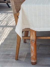 Natural White 3 meter Woven Tablecloth with Checkered Pattern and Cotton Border - Zapurah - Home Decor - www.zapurah.com