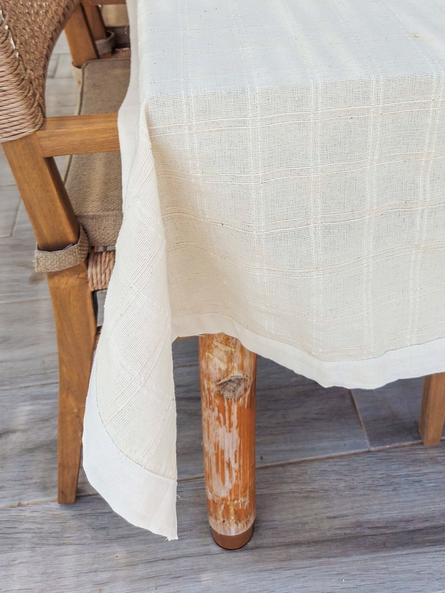 Natural White 3 meter Woven Tablecloth with Checkered Pattern and Cotton Border - Zapurah - Home Decor - www.zapurah.com