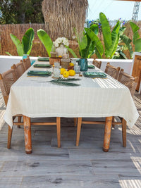Natural White 3 meter Woven Tablecloth with Checkered Pattern and Cotton Border - Zapurah - Home Decor - www.zapurah.com
