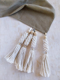 Outdoor Tablecloth Weights with Shells and Cotton Tassels - Set of 4, - Zapurah - Table Decor - www.zapurah.com
