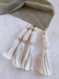 Outdoor Tablecloth Weights with Shells and Cotton Tassels - Set of 4, - Zapurah - Table Decor - www.zapurah.com