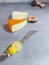 Cheese Spreader Knife with Yellow Beads for Cutting and Spreading Cheese - Zapurah - Table Decor - www.zapurah.com