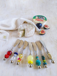 Cheese Spreader Knife with Yellow Beads for Cutting and Spreading Cheese - Zapurah - Table Decor - www.zapurah.com