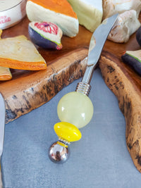 Cheese Spreader Knife with Yellow Beads for Cutting and Spreading Cheese - Zapurah - Table Decor - www.zapurah.com