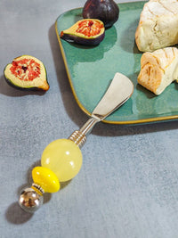 Cheese Spreader Knife with Yellow Beads for Cutting and Spreading Cheese - Zapurah - Table Decor - www.zapurah.com