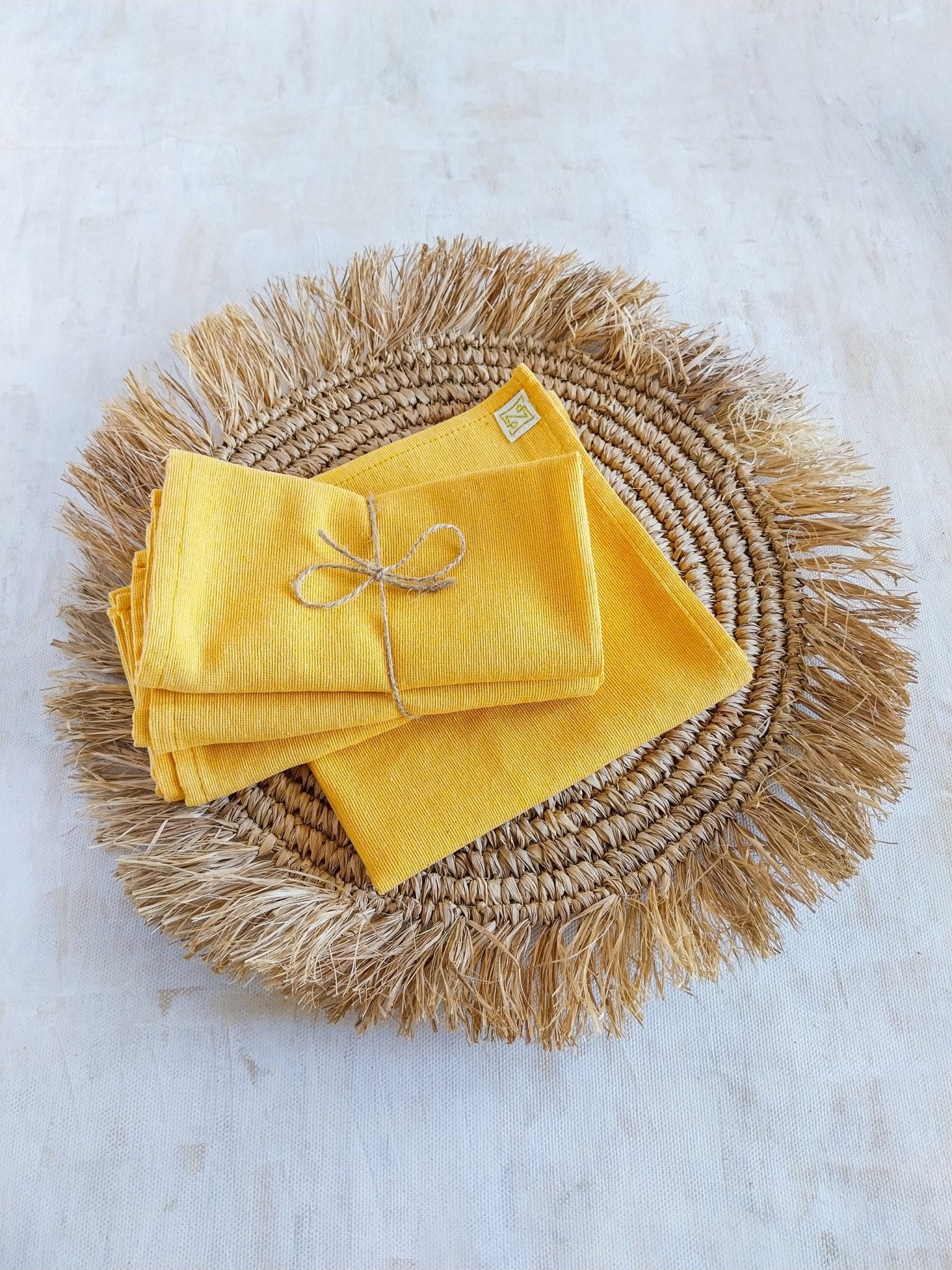 Reusable Vibrant Yellow Cotton Napkins - Set of 4 - Zapurah - Tablescapes - www.zapurah.com
