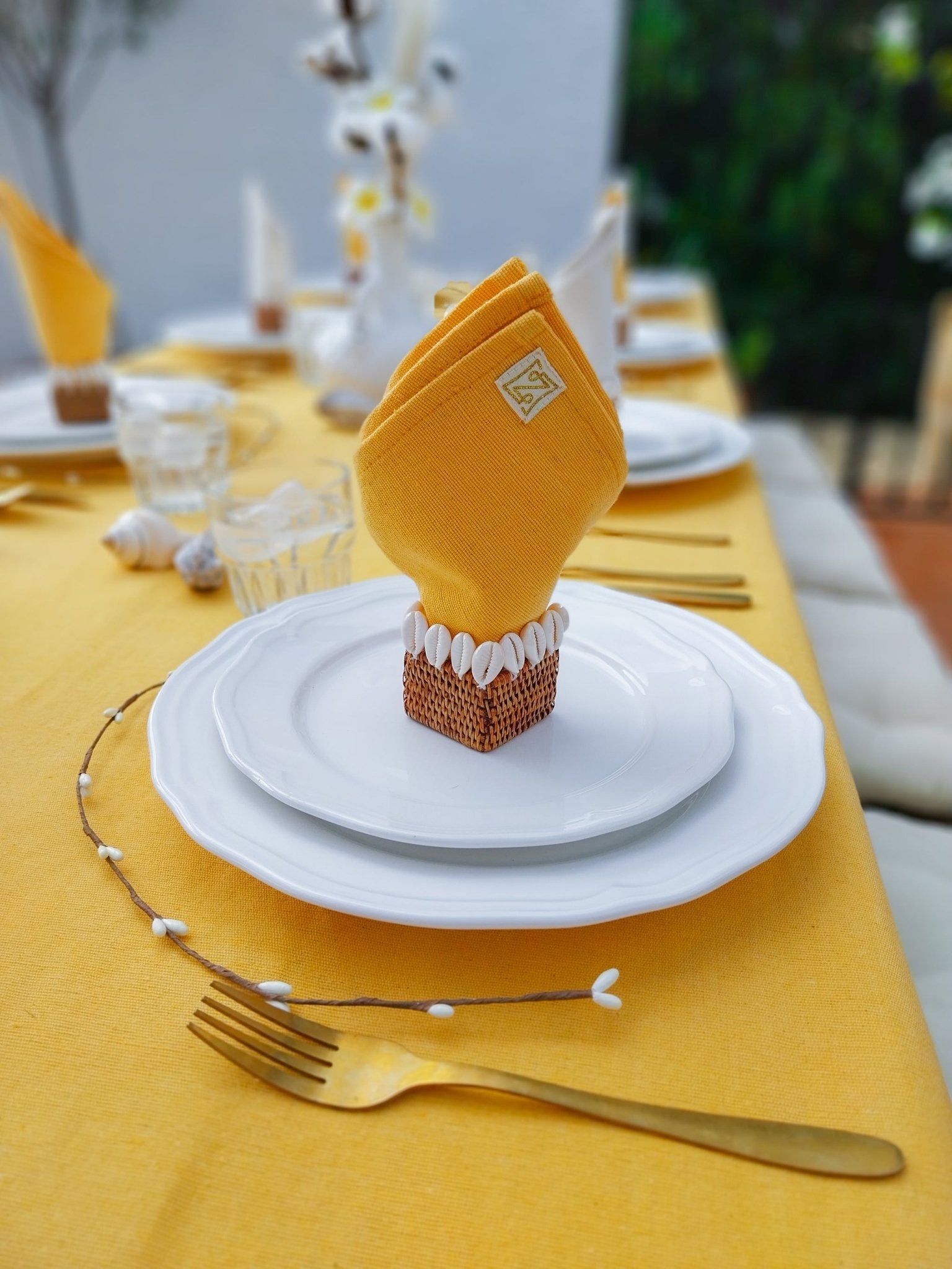 Reusable Vibrant Yellow Cotton Napkins - Set of 4 - Zapurah - Tablescapes - www.zapurah.com