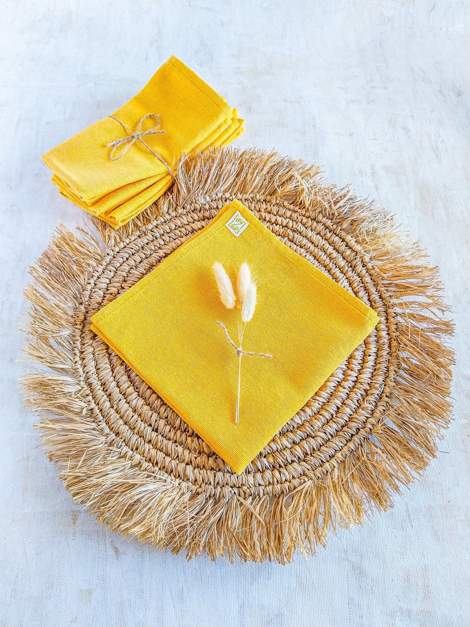 Reusable Vibrant Yellow Cotton Napkins - Set of 4 - Zapurah - Tablescapes - www.zapurah.com