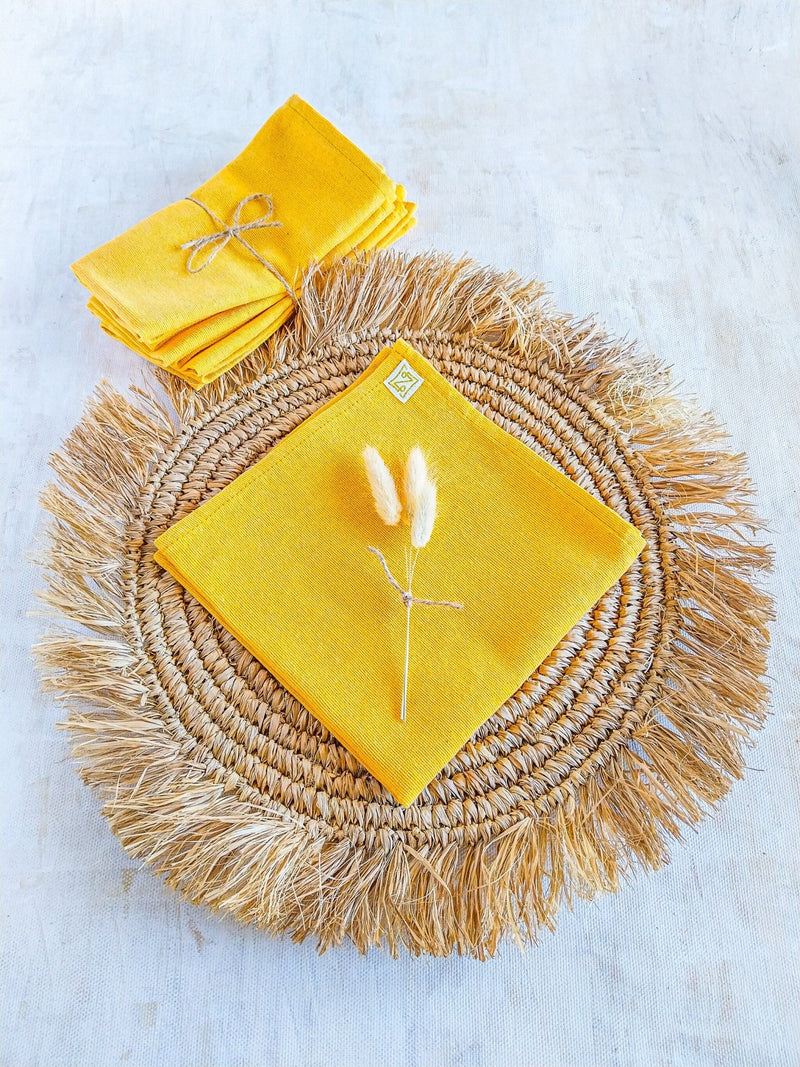 Reusable Vibrant Yellow Cotton Napkins - Set of 4 - Zapurah - Tablescapes - www.zapurah.com
