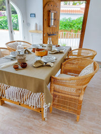 Cotton Tablecloth, Taupe color with Macrame Fringe - Zapurah - Lifestyle - www.zapurah.com