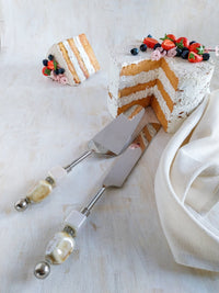 MALINA - Luxurious Cake and Pie Server with Natural Beads - Set of 2 - Zapurah - Home Decor - www.zapurah.com