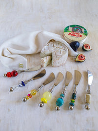 Cheese Spreader Knife with Red and Yellow Beads for Cutting and Spreading Cheese - Zapurah - Tablescapes - www.zapurah.com