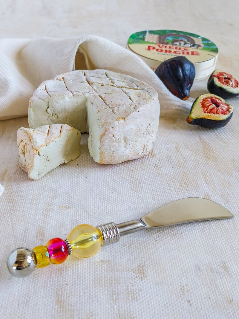 Cheese Spreader Knife with Red and Yellow Beads for Cutting and Spreading Cheese - Zapurah - Tablescapes - www.zapurah.com