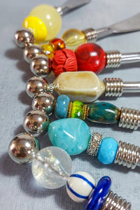 Cheese Spreader Knife with Red and Yellow Beads for Cutting and Spreading Cheese - Zapurah - Tablescapes - www.zapurah.com
