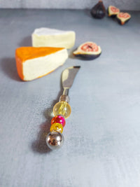 Cheese Spreader Knife with Red and Yellow Beads for Cutting and Spreading Cheese - Zapurah - Tablescapes - www.zapurah.com