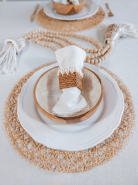 Cotton Tablecloth, Natural Off-White with Macrame Cord Fringe - Zapurah - Table Decor - www.zapurah.com