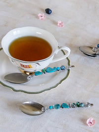 Dessert Spoons with Turquoise Beads for Coffee, Tea, Jam, Honey, Dips or Sugar - Zapurah - Tablescapes - www.zapurah.com