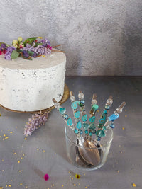 Dessert Spoons with Turquoise Beads for Coffee, Tea, Jam, Honey, Dips or Sugar - Zapurah - Tablescapes - www.zapurah.com