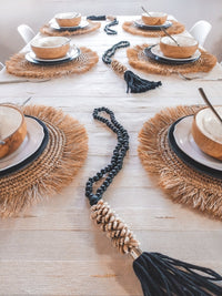 Natural Off-white 3 meter Tablecloth with Cotton Cocoons and Border - Zapurah - Table Decor - www.zapurah.com