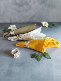 Beach Seashell Napkin Rings in Brown and White from Carved Shell - Set of 4, - Zapurah - Tablescapes - www.zapurah.com