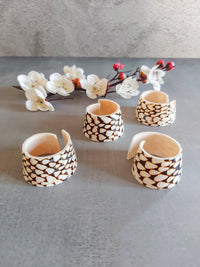 Beach Seashell Napkin Rings in Brown and White from Carved Shell - Set of 4, - Zapurah - Tablescapes - www.zapurah.com