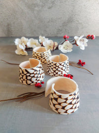 Beach Seashell Napkin Rings in Brown and White from Carved Shell - Set of 4, - Zapurah - Tablescapes - www.zapurah.com