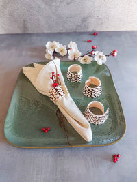 Beach Seashell Napkin Rings in Brown and White from Carved Shell - Set of 4, - Zapurah - Tablescapes - www.zapurah.com