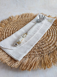 Pasta Server Spoon Cream and Golden Beads for Serving Pasta, Spaghetti or Noodles- Zapurah - Home Decor - www.zapurah.com