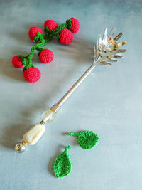 Pasta Server Spoon Cream and Golden Beads for Serving Pasta, Spaghetti or Noodles- Zapurah - Home Decor - www.zapurah.com