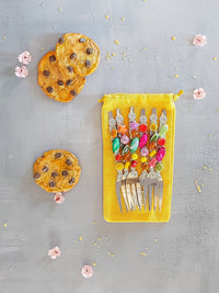 Dessert Forks Beaded with Multi Color Beads for Cake, Pastry or Pie - Set of 6 - Zapurah - Lifestyle - www.zapurah.com