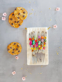 Dessert Forks Beaded with Multi Color Beads for Cake, Pastry or Pie - Set of 6 - Zapurah - Lifestyle - www.zapurah.com