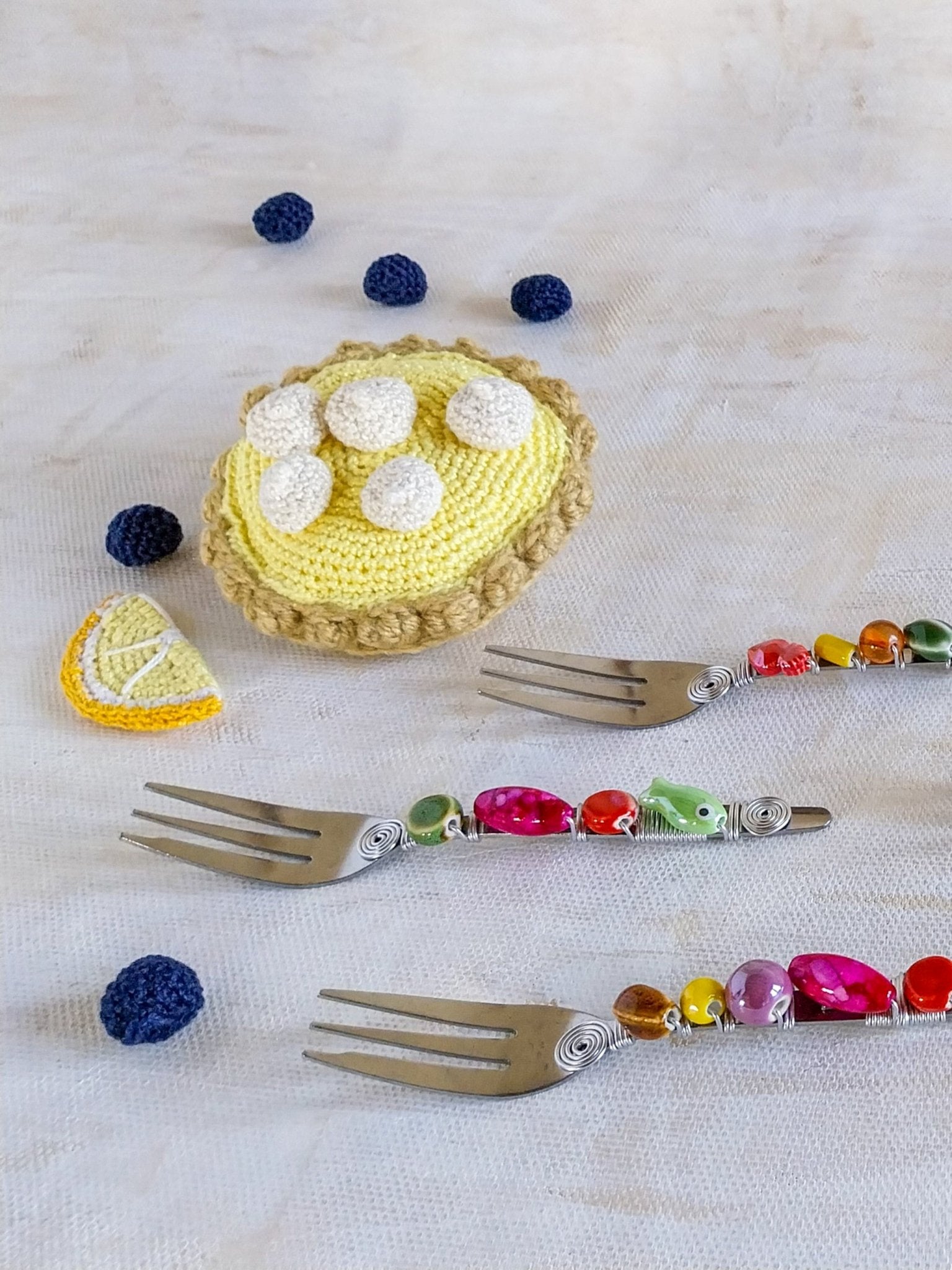 Dessert Forks Beaded with Multi Color Beads for Cake, Pastry or Pie - Set of 6 - Zapurah - Lifestyle - www.zapurah.com