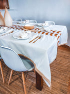 NABILA - Luxurious Cotton Tablecloth with Terra Cotta Leafs Embroidery