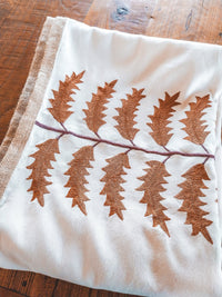 Luxurious Cotton Tablecloth with Terra Cotta Leafs Embroidery and Jute Borders - Zapurah - Tablescapes - www.zapurah.com