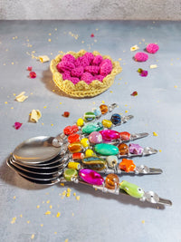 Dessert Spoons with Multi Color Beads for Coffee, Tea, Jam, Honey, Sauces or Sugar - Zapurah - Home Decor - www.zapurah.com