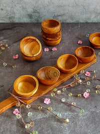Small Wooden Pinch Bowls Set plus Tray - Set of 5, Perfect for Serving up Anything - Zapurah - Table Decor - www.zapurah.com