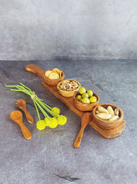 Small Wooden Pinch Bowls Set plus Tray - Set of 5, Perfect for Serving up Anything - Zapurah - Table Decor - www.zapurah.com