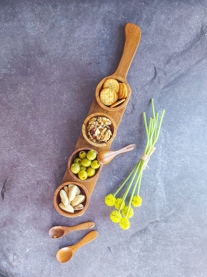 Small Wooden Pinch Bowls Set plus Tray - Set of 5, Perfect for Serving up Anything - Zapurah - Table Decor - www.zapurah.com
