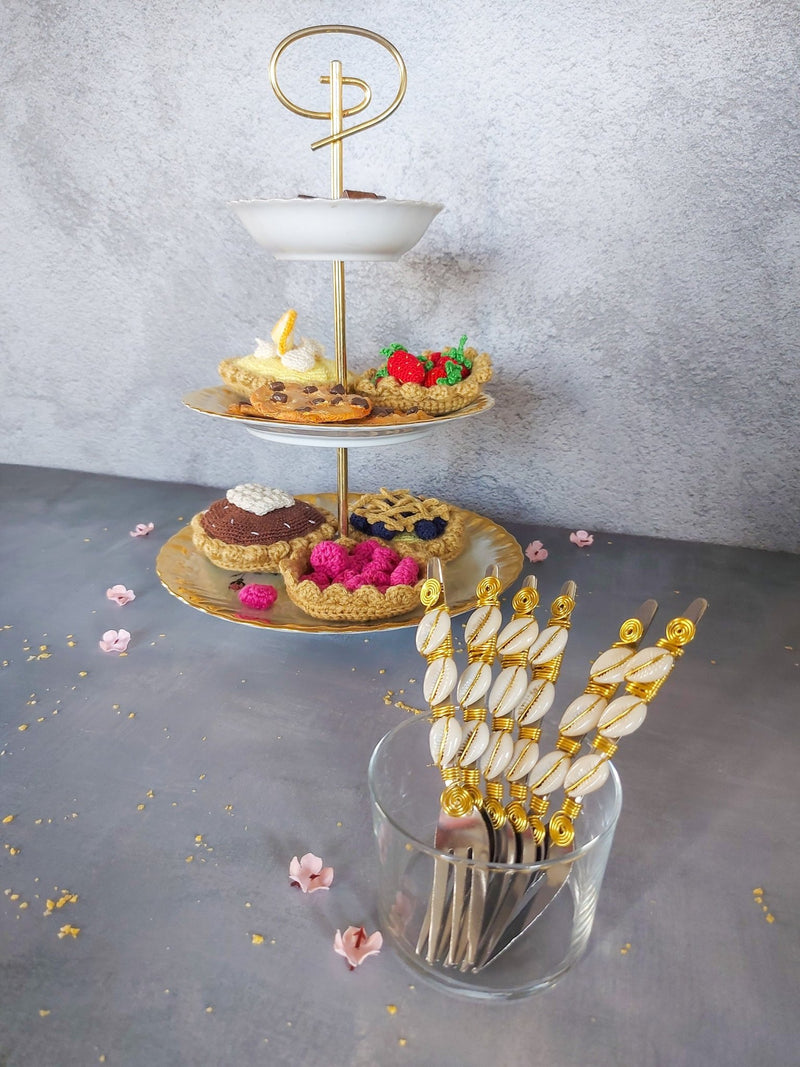 Cake Forks with Cowrie Shells for Cake, Pastry or Pie - Set of 6 - Zapurah - Table Decor - www.zapurah.com