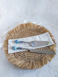 ROMIL - Luxury Cake Cutter and Server Set with Blue Beads - Set of 2 - Zapurah - Home Decor - www.zapurah.com