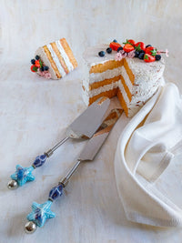 ROMIL - Luxury Cake Cutter and Server Set with Blue Beads - Set of 2 - Zapurah - Home Decor - www.zapurah.com