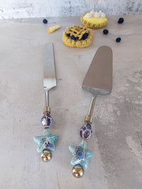 ROMIL - Luxury Cake Cutter and Server Set with Blue Beads - Set of 2 - Zapurah - Home Decor - www.zapurah.com
