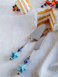 ROMIL - Luxury Cake Cutter and Server Set with Blue Beads - Set of 2 - Zapurah - Home Decor - www.zapurah.com