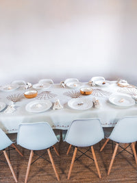 Cotton Tablecloth Deluxe with Terra Cotta Embroidered Shells - Zapurah - Tablescapes - www.zapurah.com