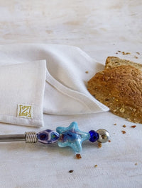 Luxurious Bread Knife with Blue Beads for cutting bread, cake, pastry and pies - Zapurah - Tablescapes - www.zapurah.com