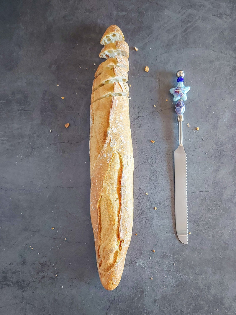 Luxurious Bread Knife with Blue Beads for cutting bread, cake, pastry and pies - Zapurah - Tablescapes - www.zapurah.com