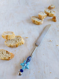 Luxurious Bread Knife with Blue Beads for cutting bread, cake, pastry and pies - Zapurah - Tablescapes - www.zapurah.com